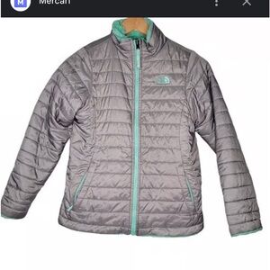 North Face Mossbud Swirl Reversible Sherpa Green Puffer Jacket